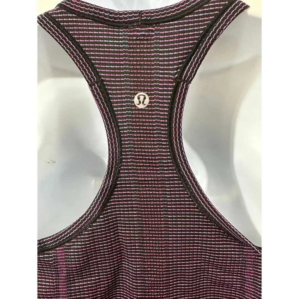 Lululemon tank top purple color with stripes size 6. A819